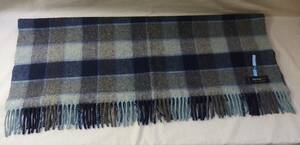 ☆クリーニング済 Johnstons of Elgin ジョンストンズ 100%LAMBSWOOL チェック柄 大判 スコットランド製 MADE IN SCOTLAND☆