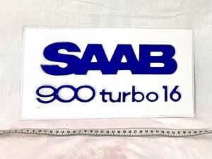 当時物 サーブ 900 turbo 16 プラスティックプレート レトロ 旧車 北欧 レトロ SAAB サインプレート 看板 ガレージ　、