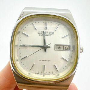 A2407-1-1 １円スタート　自動巻き　良品　稼働品　CITIZEN　シチズン　オートマティック　メンズ　腕時計　スクエア　　