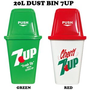 2個セット【７ＵＰ・セブンアップ】※《ダストボックス20L ／ グリーン＆レッド》　ゴミ箱　アメリカン雑貨