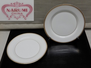 ●NARUMI CHINA ナルミ 金縁 ゴールド プレート皿 2枚セット 約19㎝ パンプレート ケーキ皿 洋食器 洋皿●