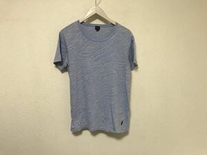 本物ポールスミスジーンズPAULSMITHコットン柄半袖TシャツメンズアメカジサーフミリタリービジネスS日本製青ブルー