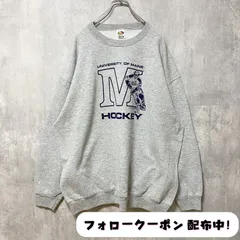 古着 used　00s　フルーツオブザルーム　長袖プリントスウェット　トレーナー　グレー　hockey　アイスホッケー