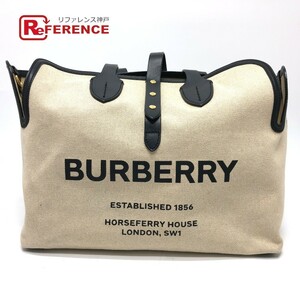 BURBERRY バーバリー 80313181 ソフトベルト カバン ラージ ロゴ トートバッグ ベージュ レディース【中古】