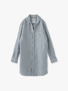 美品 Frank&Eileen フランクアンドアイリーン 3510700330 Mary Italian Linen Striped Shirt リネン ストライプ ロング シャツ 麻