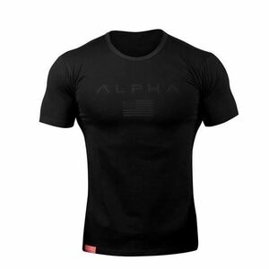 【L-size】ALPHA★Tシャツ 米BB /筋トレ/sports/training/fitness/GYM SHARK/wear/プロテイン/ゴールド/ジム/メンズ/トレーニング/ウェア/