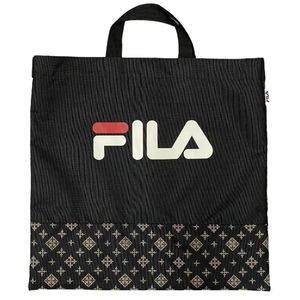 russet ラシット FILA フィラ コラボ トートバッグ ショルダーバッグ 手持ち鞄 肩掛け 斜め掛け ロゴ 総柄 ナイロン ブラック マルチ