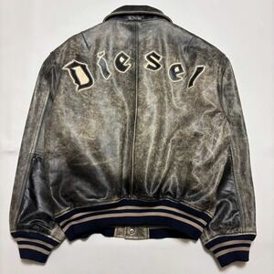 超希少 DIESEL leather varsity jacket D4D-2 レザー スタジャン