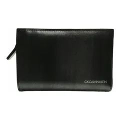 CK CALVIN KLEIN シーケーカルバンクライン 二つ折り財布 345183 ボルダー2 箱付属 メタリック調 ブラック レザー 【中古品】 22501K210