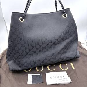 TY1914■GUCCI グッチ GG キャンバス ブラック 黒 トートバッグ ショルダーバッグ 肩掛け 保存袋付き レディース 