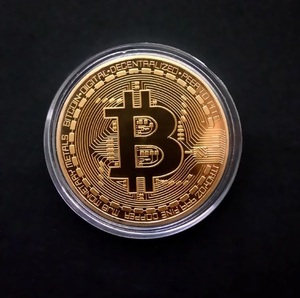 クリアケース付き レプリカ Bitcoin ビットコイン メッキ ゴールド 送料200円ネコポス