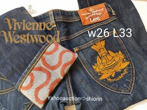 ヴィヴィアンウエストウッド×アングロマニア×リー スクイグル デニムパンツ VivienneWestwood ANGLOMANIA lee スリム ジーンズ w26 l33