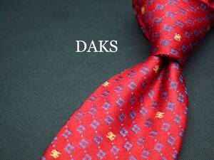 美品【DAKS ダックス】 C1013 赤ワイン系 ITALY イタリア製 SILK ブランド ネクタイ 古着 良品