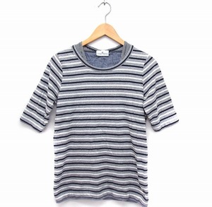 ルベント le vent SOUFFLE カットソー Tシャツ ボーダー 切替 丸首 五分袖 コットン 綿 グレー 灰 /FT27 レディース