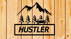 山と木とハスラー　カッティングステッカー　カワイイ　ステッカー　　hustler