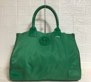 no23404 Tory Burch トリーバーチ ナイロン エナメル 肩掛けショルダー トート バッグ ☆