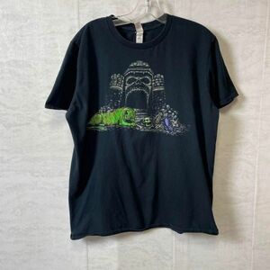 プリントＴシャツ　アニマルロゴ　トラ　オーバーサイズＬ　黒ブラック　メンズ　古着