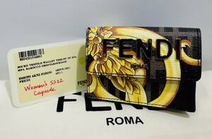 《定価132,000円/1円〜☆国内正規品☆限定コラボ》FENDI×Versace フェンディ×ヴェルサーチ FENDACE フェンダーチェ FF総柄三つ折り財布