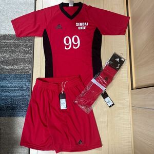 新品 仙台大学 支給品 3点セット 支給 未使用 非売品 ユニフォーム いわき FC 清水エスパルス ジュビロ磐田 Jリーグ 上下セット 99 赤