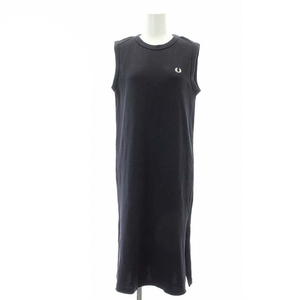 フレッドペリー FRED PERRY PIQUE RINGER SLEEVELESS DRESS ドレス ワンピース ロング ノースリーブ ロゴ刺繍 UK10 紺 ネイビー /DO ■OS