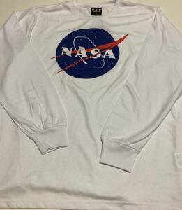 NASA　長袖Ｔシャツ（ロンＴ）XＬサイズ●長期保管・デッドストック・未着用品◆ロゴＴシャツ●タグ付◎白