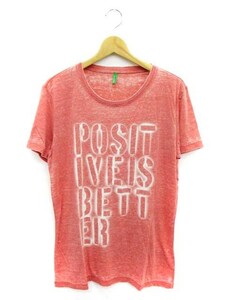 ∞【美品】ユナイテッド カラーズ オブ ベネトン UNITED COLORS OF BENETTON Tシャツ カットソー 半袖 L/G 赤 レッド メンズ □G8