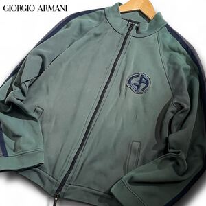 日本未発売/超希少 ●GIORGIO ARMANI ジョルジオアルマーニ ●GAロゴ メンズ ジップ ブルゾン ジャケット ジャージ カーキ 56 US40 L相当