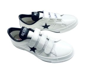 デッド!! 新品!! 日本製 CONVERSE ONE STAR V-3 コンバース ワンスター ベルクロ レザー 白 × 黒 us 5.5 / 24 ㎝ MADE IN JAPAN