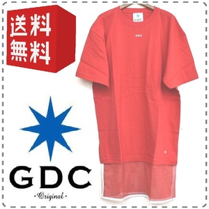 GDC ジーディーシー 半袖ロゴTシャツ メッシュレイヤード 綿100% 反射テープ 男女兼用 メンズMサイズ 赤 送料無料 A295