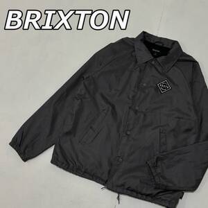 【BRIXTON】ブリクストン ナイロン コーチジャケット ロゴ ワッペン 濃灰色 ダークグレー