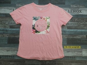 BILLA BONG ビラボン メンズ ロゴプリント 裾カットオフ Tシャツ ピンク M