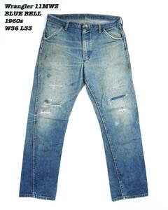 Wrangler 11MWZ BLUE BELL INDIGO DENIM PANTS USA 1960s W36 L33 WR24011 Vintage ラングラー ブルーベル デニムパンツ 1960年代