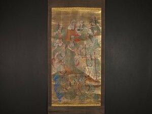 【伝来】sh7956 大幅 仏画 十六羅漢図 中国画