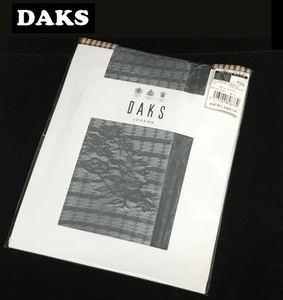 【DAKS】（NO.8763）ダックス　ストッキング　フローラルチェック　ムーンミスト　M-L　未使用