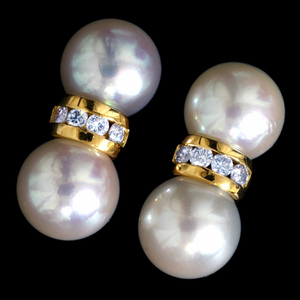 78862-39【EL CANDOR】Pearl 18K Earrings SPAIN New 8.9g