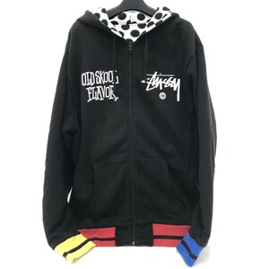 07w2416★1円~ STUSSY OLD SKOOL FRAVER ステューシー オールドスクールフレーバー ドットリバーシブルパーカー メンズ XLサイズ 中古品