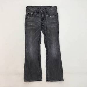 ■USA製 TRUE RELIGION トゥルーレリジョン デニムパンツ ジーパン ブラック サイズ29 メンズ BILLYSUPER T コットン100％ ジップ 0.76kg