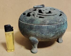 中国美術 漢代 古銅 饕餮紋 青銅器 銅製 鼎 香炉 花瓶 壷 中國 古玩 唐物 時代物 骨董品 古美術品