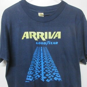 80s USA製　Ｔシャツ M 紺　グッドイヤー　モーターサイクル　アメカジ　古着 ab402