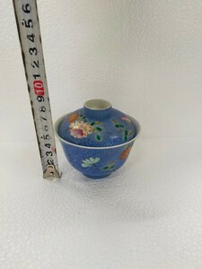  美品 無傷 中国古美術 蓋碗 中国古美術 新渡 粉彩 金彩 山水 青花 煎茶道具 染付 古玩 中国 在銘 あり　