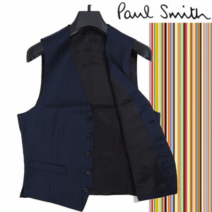 未使用品 ポールスミス シルク ウール 高級 ジレ ベスト M メンズ Paul Smith ストライプ