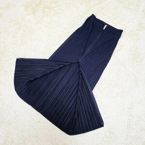 【人気】プリーツプリーズ ダブルジップ ファスナー ロングスカート ブラック 1 PLEATS PLEASE ISSEY MIYAKE イッセイミヤケ スリット