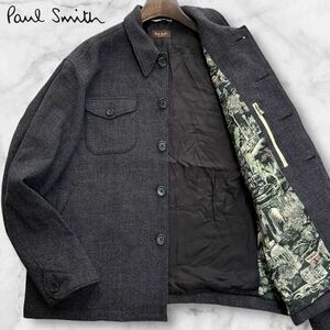 極美品/XLサイズ◎最高級 ポールスミス コレクション ニット ジャケット Paul Smith COLLECTION 裏地アーティスティックな総柄★ブルゾン