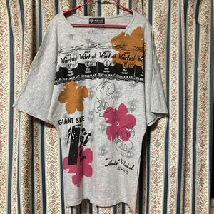 ヒステリックグラマー×アンディウォーホル オープンショルダードルマンTシャツ カットソー チュニック キャンベル缶 フラワー Andy Flower