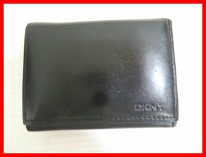 DKNY ダナキャランニューヨーク 3つ折り財布 コインケース付 黒 中古 2408★D-1651★