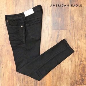 AMERICAN EAGLE/29インチ/スキニー デニムパンツ 0119-6617 無地 グーンと伸縮 テーパード 新品/黒/ブラック/ih310/