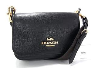 1円 ■新品同様■ COACH コーチ F77979 レザー ショルダーバッグ クロスボディ 斜め掛けかばん レディース ブラック系 FL0182