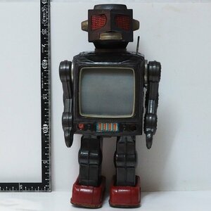 堀川玩具【大怪獣テレビ ロボット グレー TV ROBOT動作不良】当時物ブリキ電動歩行ロボットTIN TOY ROBOT■SH【中古】0968