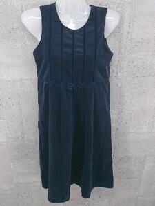 ◇ LAURA ASHLEY キッズ 子供服 ベロア調 ノーベント 膝丈 ワンピース サイズ134cms/53” ネイビー レディース