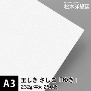 玉しき さしこ 「ゆき」 232g/平米 0.34mm A3サイズ：250枚 印刷紙 印刷用紙 松本洋紙店